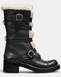 COACH®,MOTO BOOT,Leather,Black/Natural,Angle View