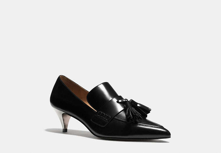 COACH®,BETTY LOAFER,Leather,Black,Front View