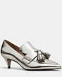 COACH®,BETTY LOAFER,Leather,Silver,Front View