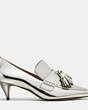 COACH®,BETTY LOAFER,Leather,Silver,Angle View