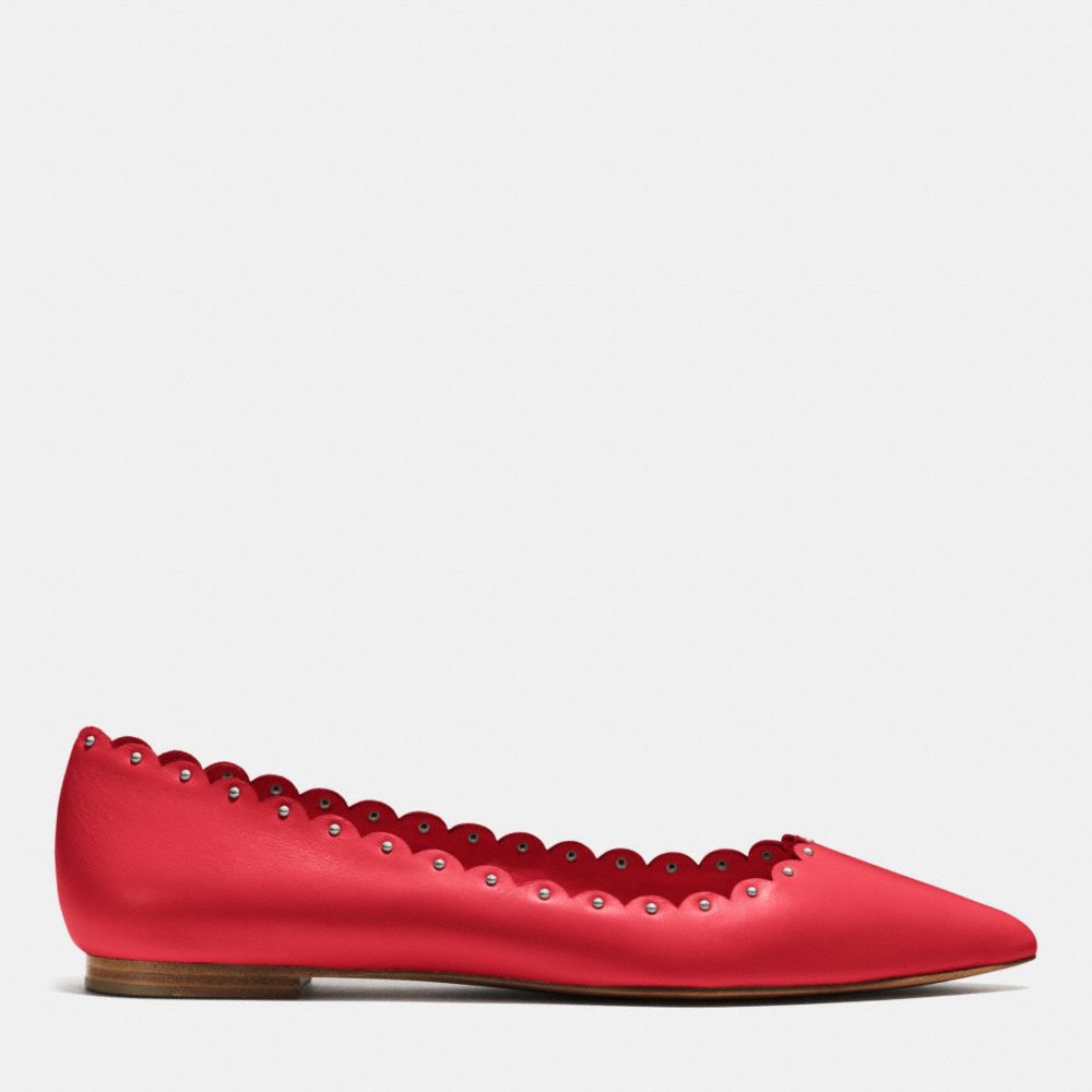 COACH®,JILL FLAT,Leather,True Red,Angle View
