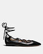 COACH®,JUSTINE FLAT,Suede,Black,Angle View