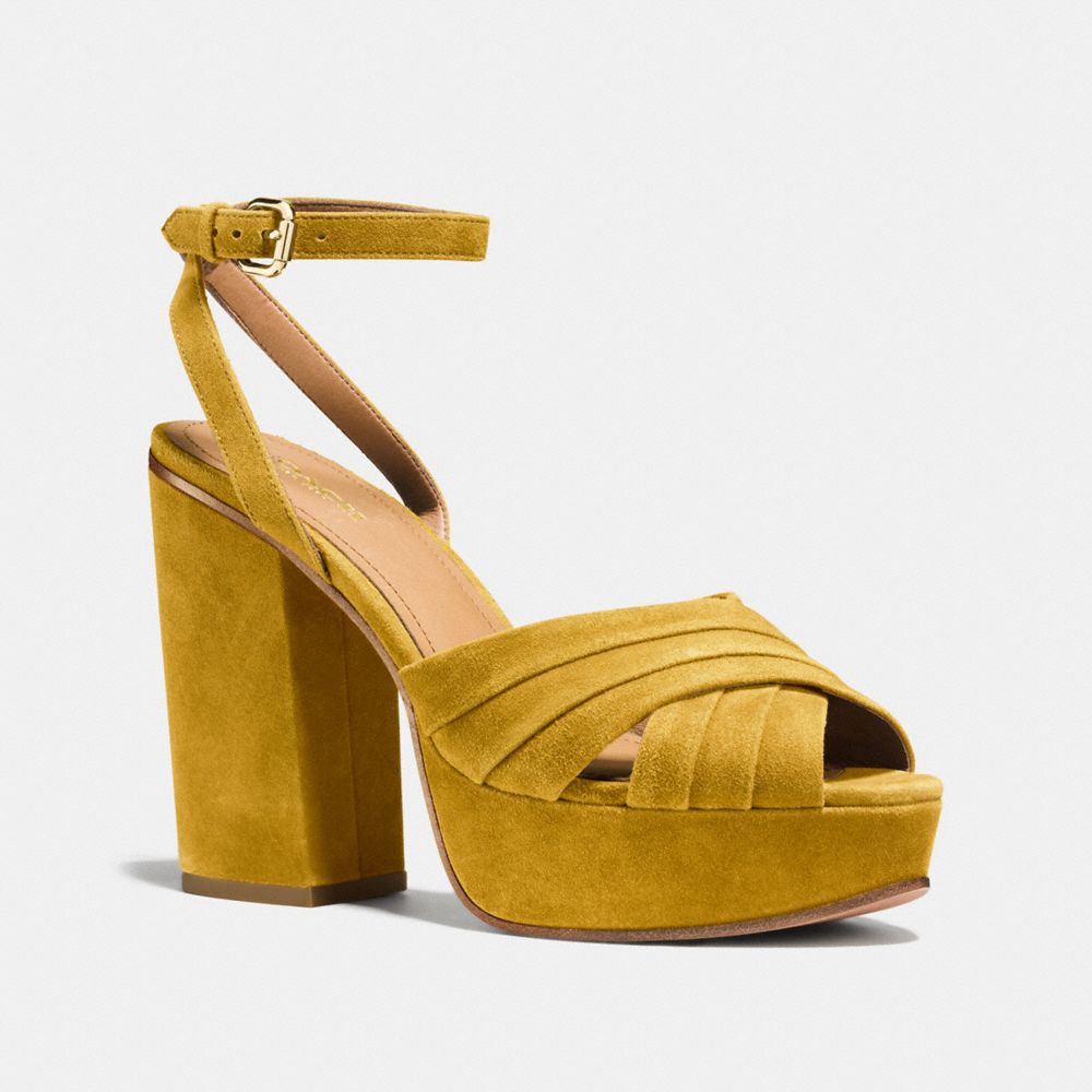 COACH®,NIKEETA HEEL,Suede,FLAX,Front View