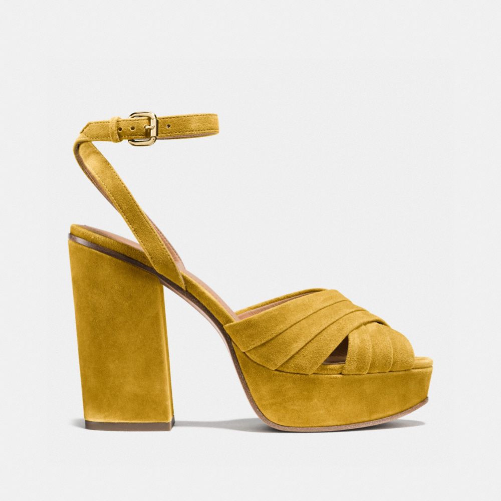 COACH®,NIKEETA HEEL,Suede,FLAX,Angle View