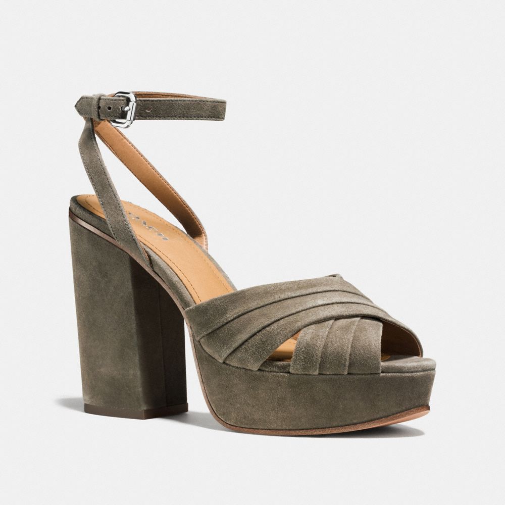 COACH®,NIKEETA HEEL,Suede,FOG,Front View