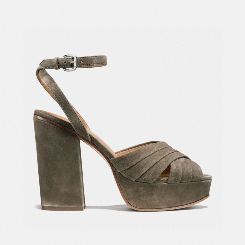 COACH®,NIKEETA HEEL,Suede,FOG,Angle View