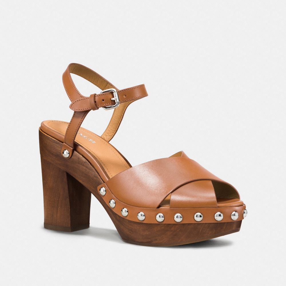 COACH®,VIOLA HEEL,Leather,Saddle,Front View