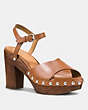 COACH®,VIOLA HEEL,Leather,Saddle,Front View