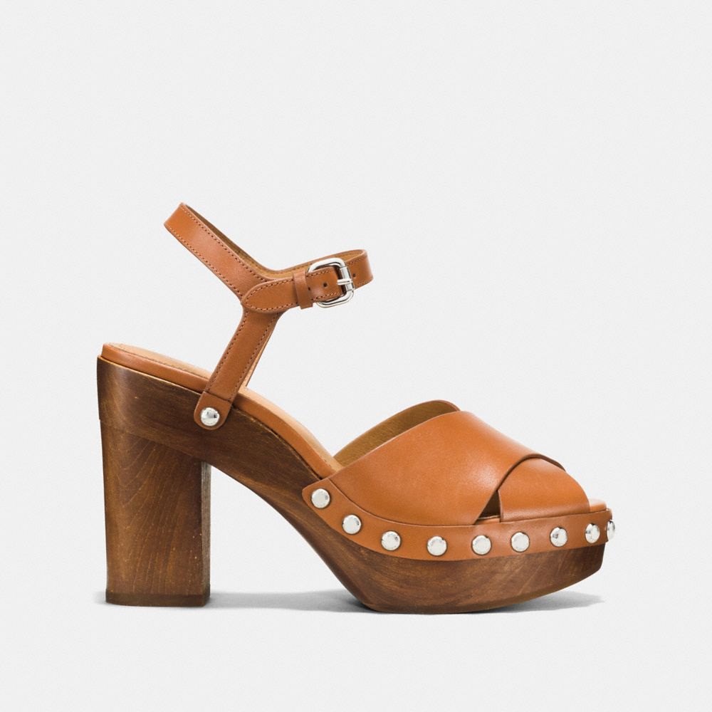COACH®,VIOLA HEEL,Leather,Saddle,Angle View