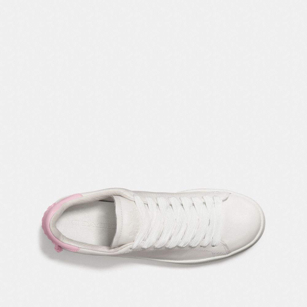 COACH®,C101 LOW TOP SNEAKER,Leather,White/Petal,Inside View,Top View