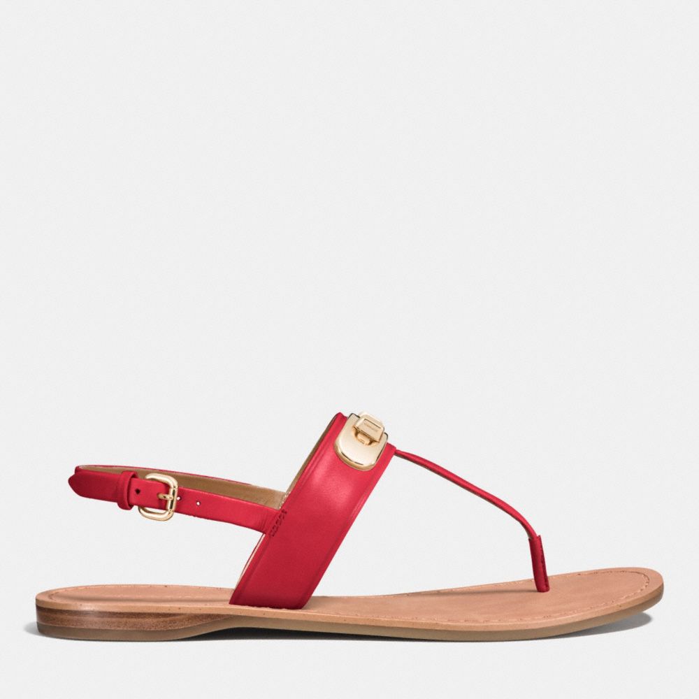 COACH®,GRACIE SWAGGER SANDAL,Leather,True Red,Angle View