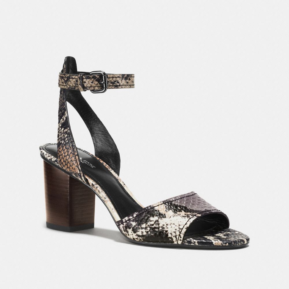 COACH®,PIPHER HEEL,Printed Exotic Leather,FG IVORY/ BWOOD FOG,Front View
