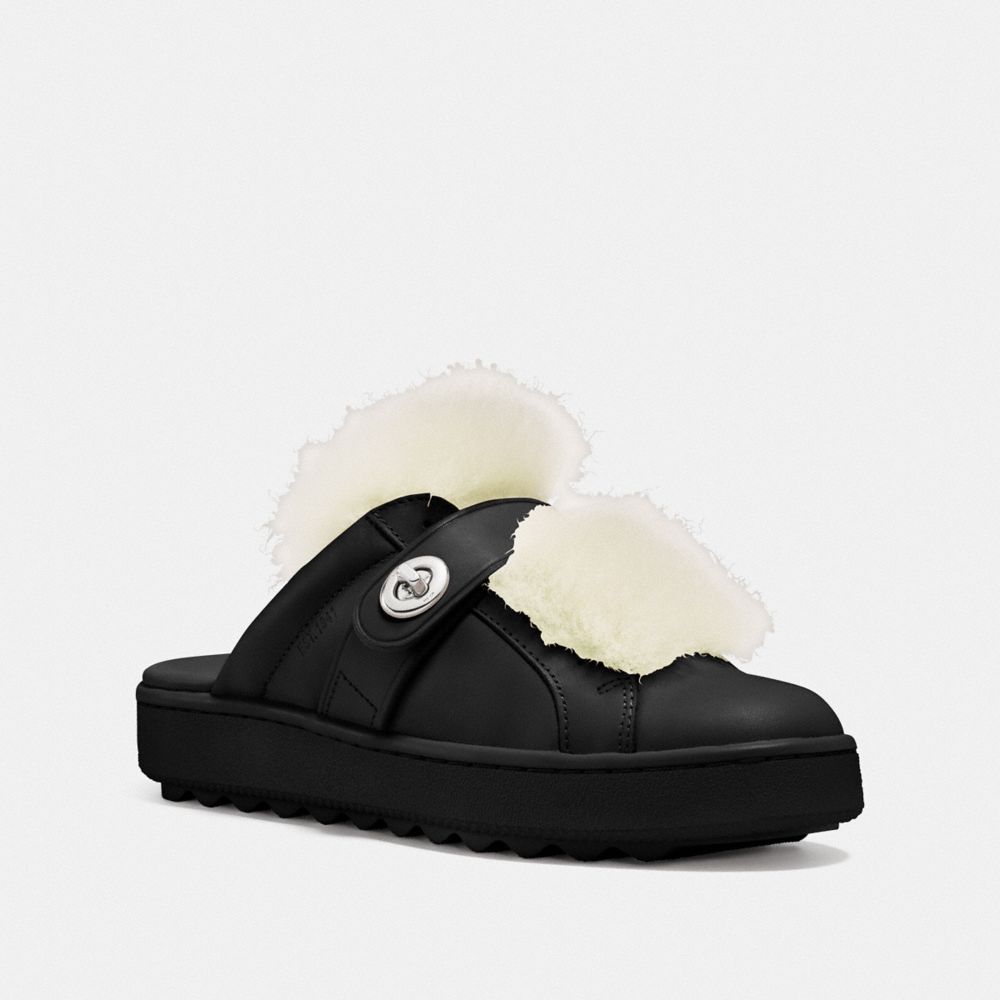 COACH®,LO TOP SLIDE SNEAKER,Mixed Material,Black/Natural,Front View