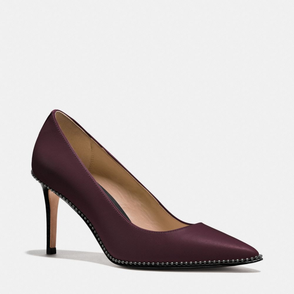 COACH®,SMITH BEADCHAIN HEEL,Leather,Warm Oxblood/Black,Front View