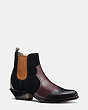 COACH®,BANDIT CHELSEA BOOT,Leather,Black/Oxblood,Front View