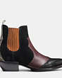 COACH®,BANDIT CHELSEA BOOT,Leather,Black/Oxblood,Angle View