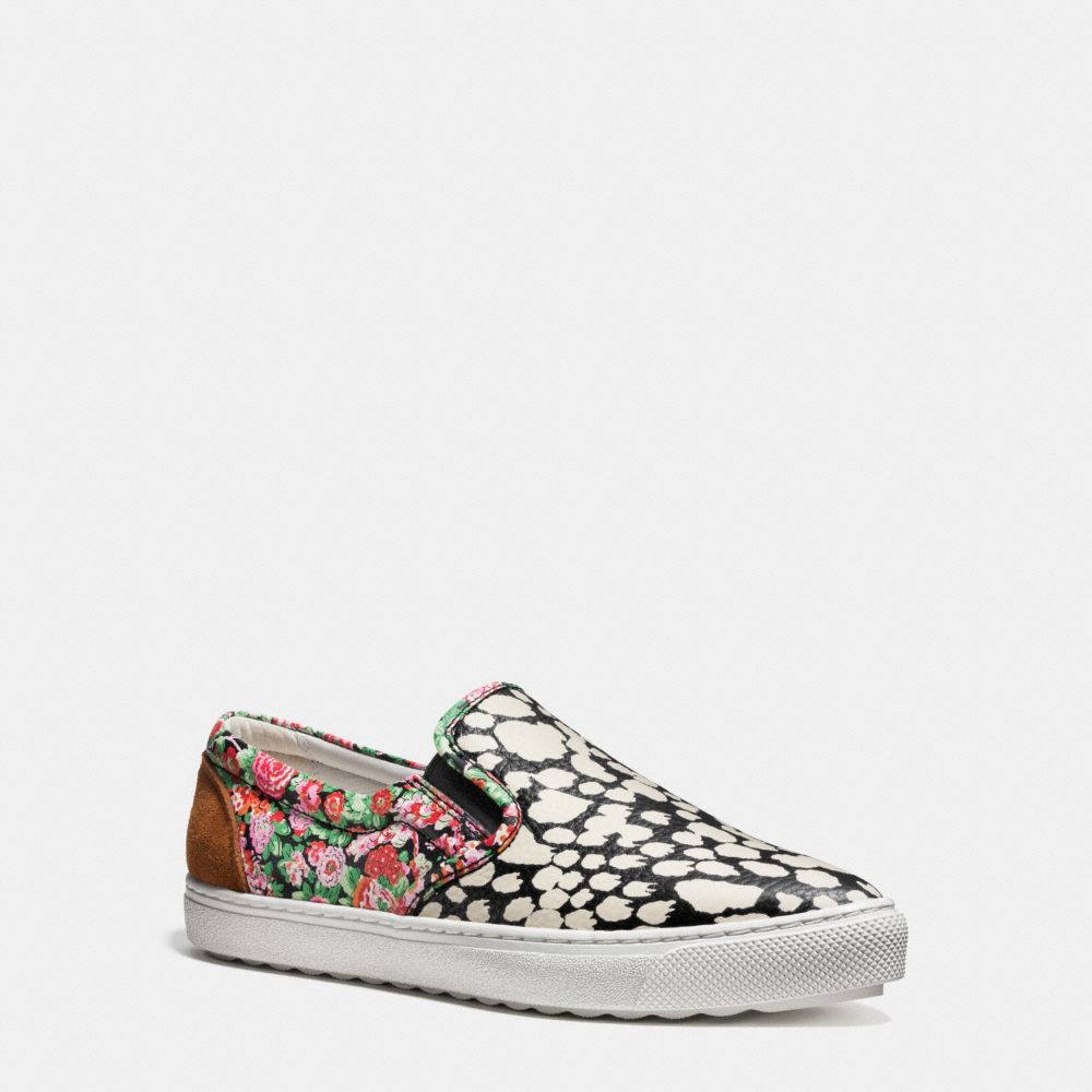COACH®,C103 SNEAKER,Leather,Black Ivory/Pink,Front View