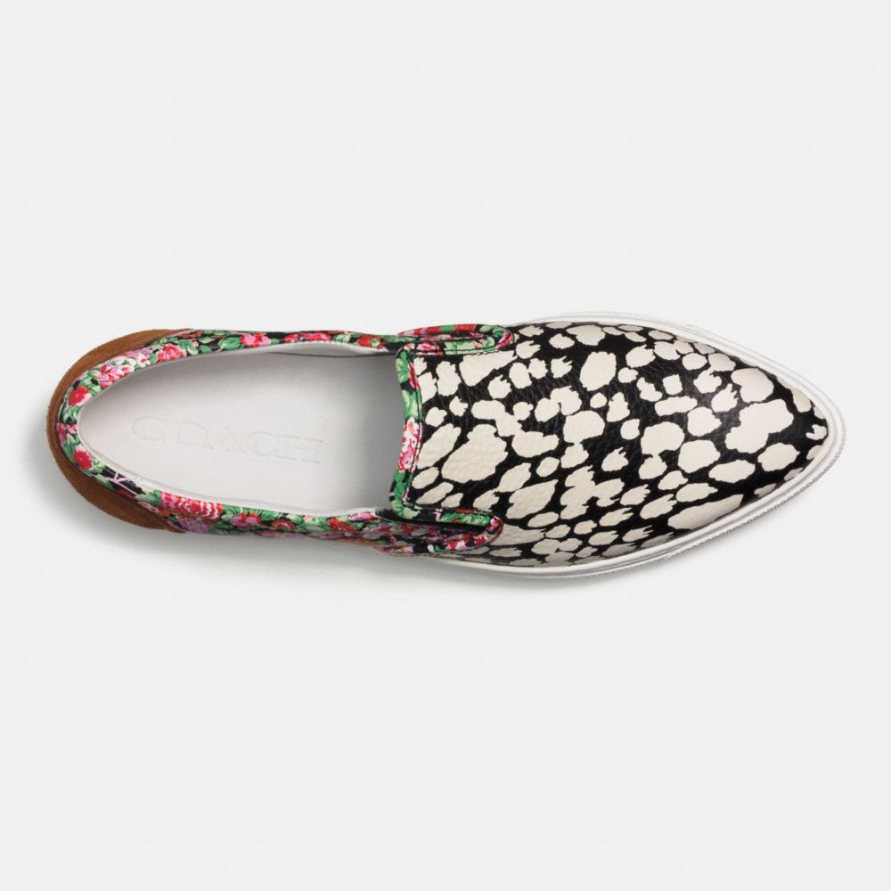 COACH®,C103 SNEAKER,Leather,Black Ivory/Pink,Inside View,Top View