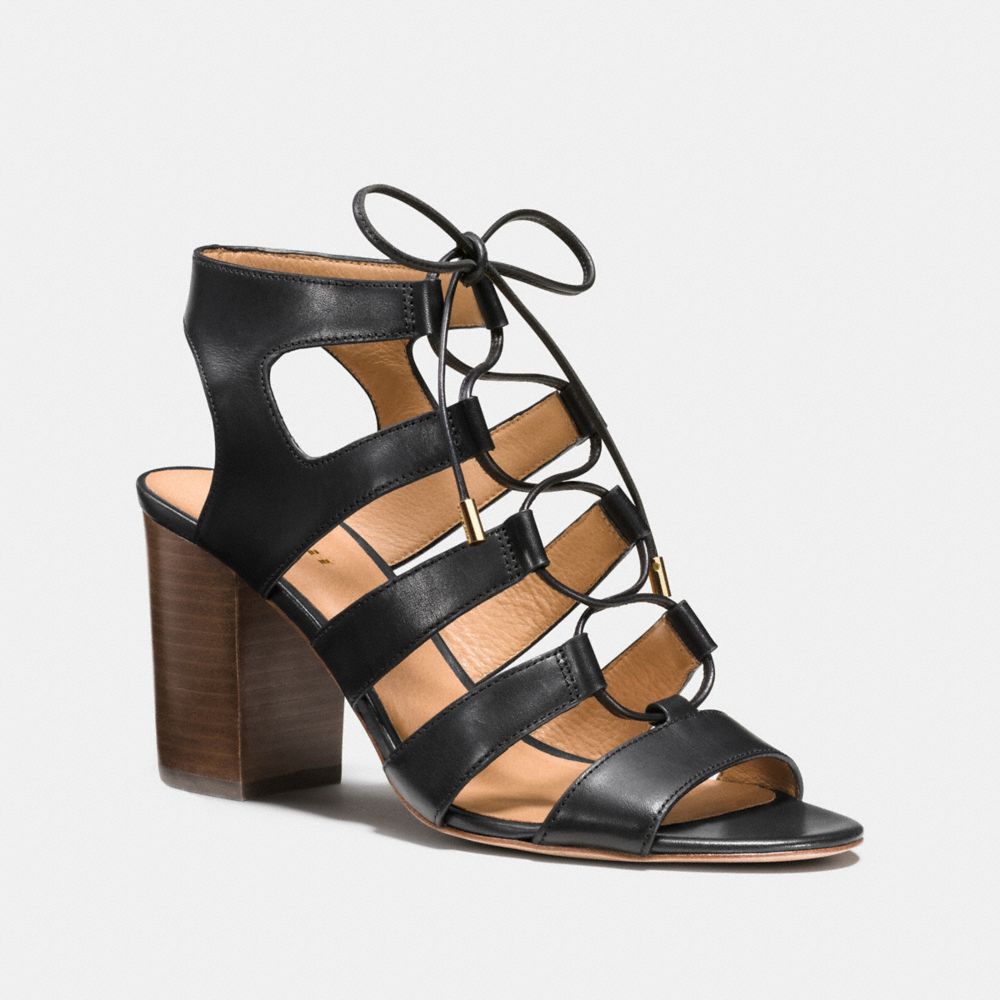 COACH®,LARISSA HEEL,Leather,Black,Front View