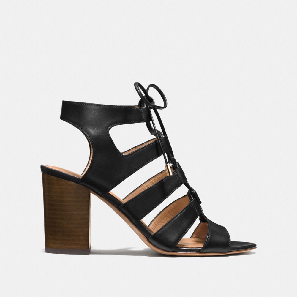 COACH®,LARISSA HEEL,Leather,Black,Angle View
