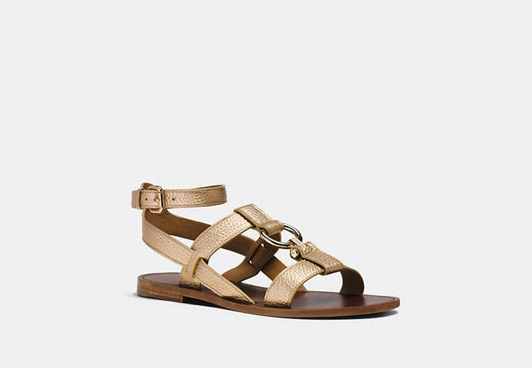 COACH®,ELAINE SANDAL,Leather,Gold,Front View