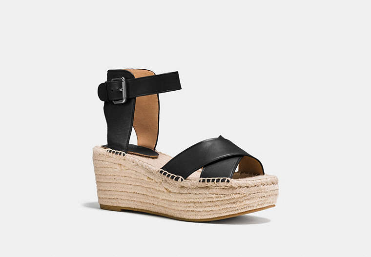 COACH®,PRIMROSE WEDGE,Leather,Black,Front View