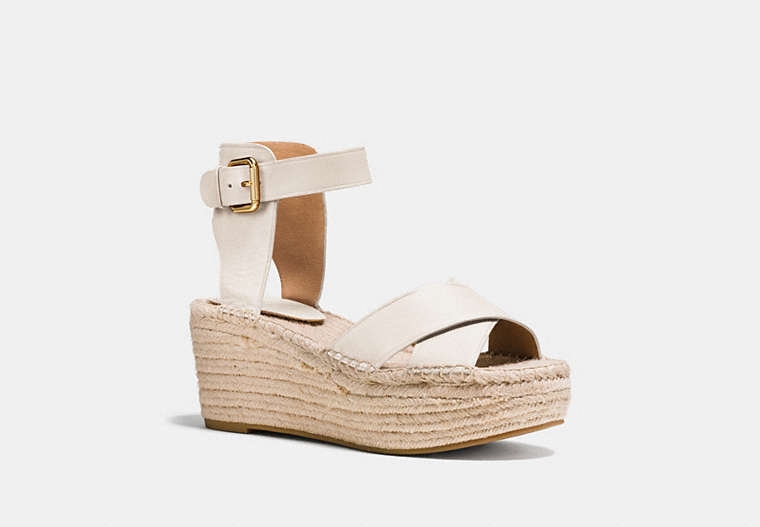 COACH®,PRIMROSE WEDGE,Leather,Chalk,Front View