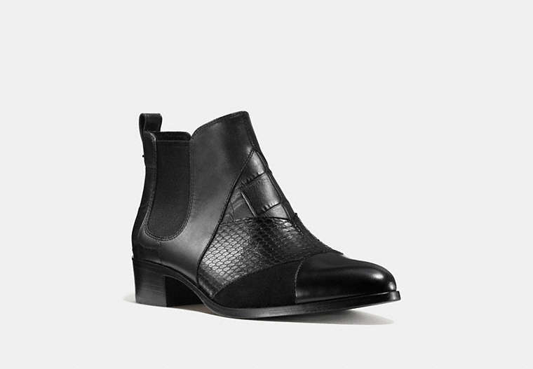COACH®,SUFFOLK PATCHWORK BOOTIE,Mixed Material,Black,Front View