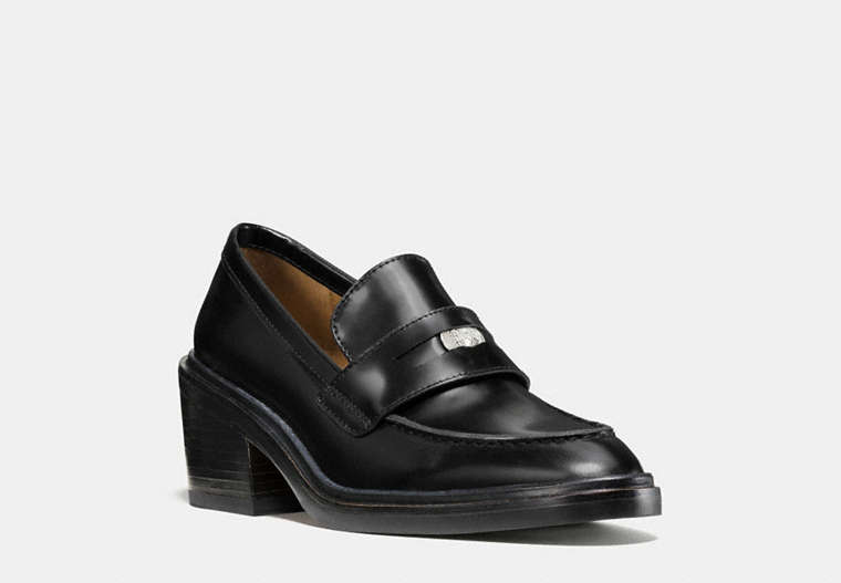 COACH®,HEATH LOAFER,Leather,Black,Front View
