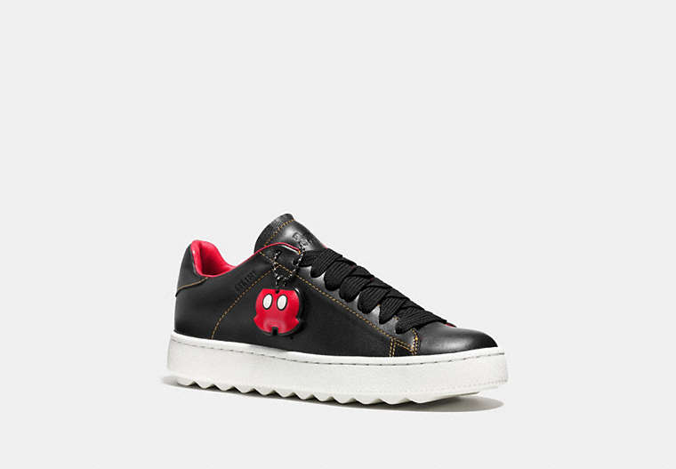 COACH®,MICKEY C101 SNEAKER,Leather,Black,Front View