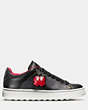 COACH®,MICKEY C101 SNEAKER,Leather,Black,Angle View