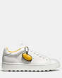 COACH®,MICKEY C101 SNEAKER,Leather,White,Angle View