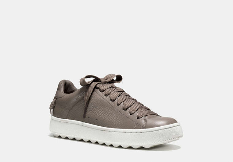 COACH®,C101 SNEAKER,Leather,Fog/Fog,Front View