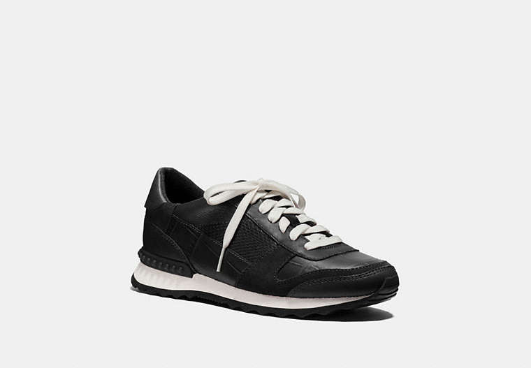 COACH®,MOONLIGHT PATCHWORK SNEAKER,Mixed Material,Black,Front View