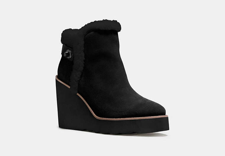 COACH®,KINGSTON BOOT,Suede,Black,Front View