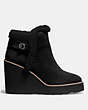 COACH®,KINGSTON BOOT,Suede,Black,Angle View