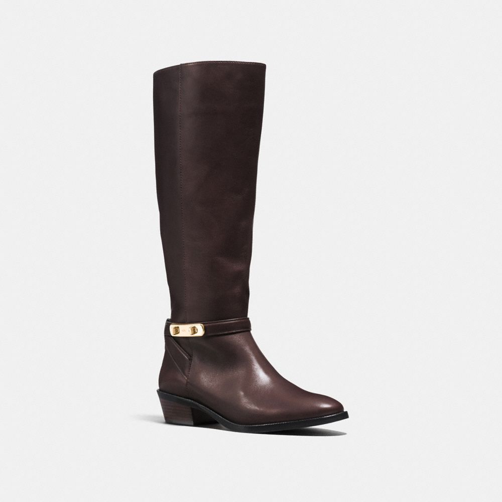 COACH®,CAROLINE SWAGGER BOOT,Leather,Chestnut,Front View