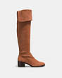 COACH®,LUCIA BOOT,Suede,Saddle,Angle View