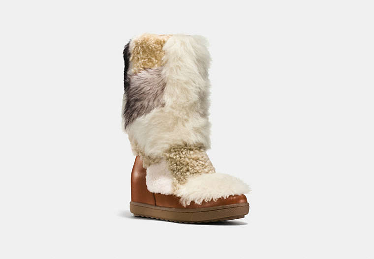 COACH®,MORTON BOOTIE,Mixed Material,Saddle/Natural Multi,Front View