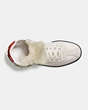 COACH®,C213 SHEARLING SNEAKER,Leather,CHALK/NATURAL,Inside View,Top View