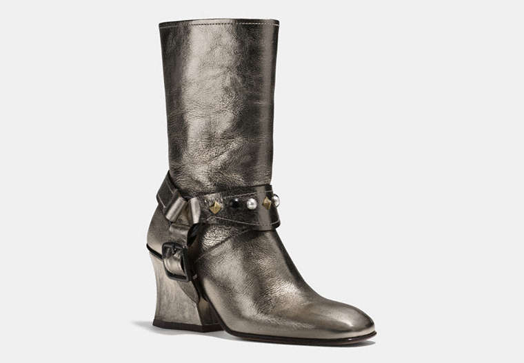 COACH®,HARNESS BOOT,Leather,SMOG,Front View
