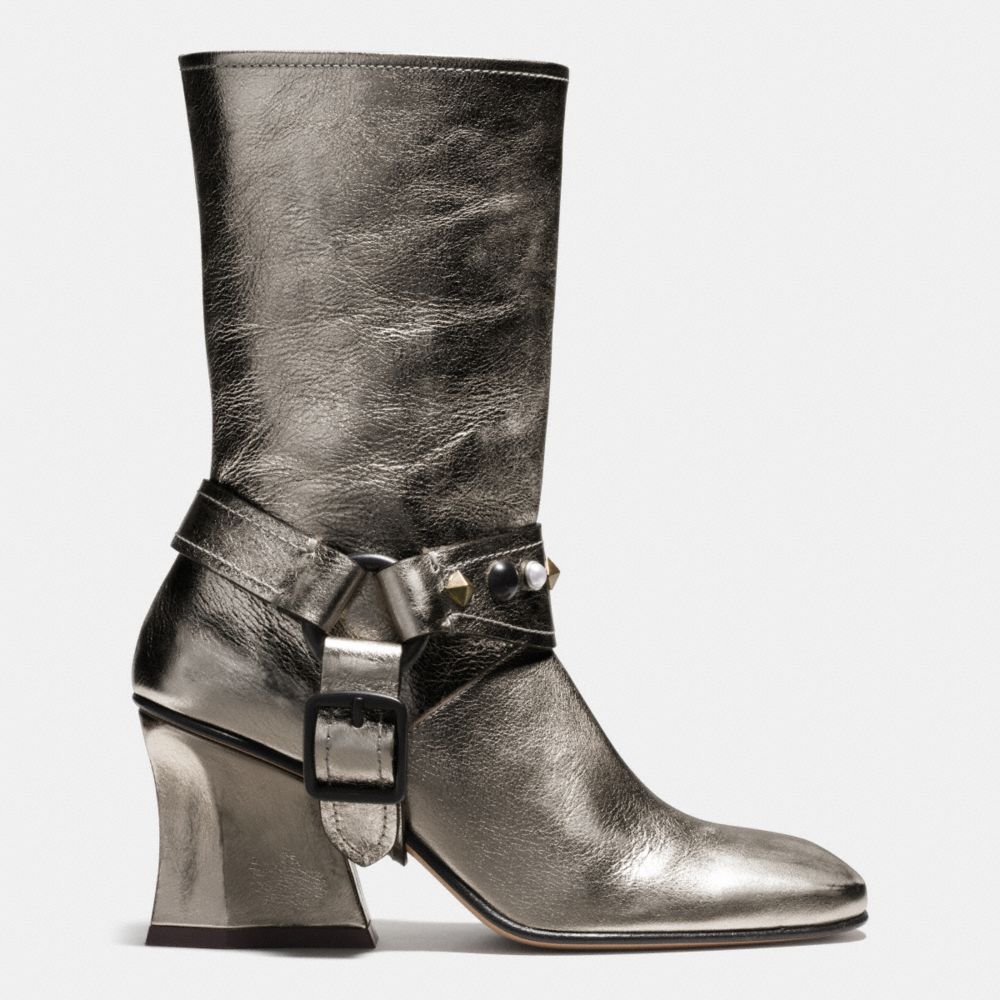 COACH®,HARNESS BOOT,Leather,SMOG,Angle View