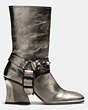 COACH®,HARNESS BOOT,Leather,SMOG,Angle View