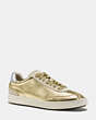 COACH®,C113 LACE UP SNEAKER,Leather,GOLD/SILVER,Front View