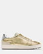 COACH®,C113 LACE UP SNEAKER,Leather,GOLD/SILVER,Angle View
