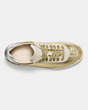 COACH®,C113 LACE UP SNEAKER,Leather,GOLD/SILVER,Inside View,Top View