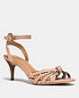 COACH®,MEG HEEL WITH SNAKESKIN,Leather,Beechwood/Black White,Front View