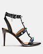 COACH®,ISABEL STUDDED SANDAL,Leather,Black,Angle View