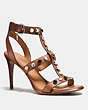 COACH®,ISABEL STUDDED SANDAL,Leather,Saddle,Front View