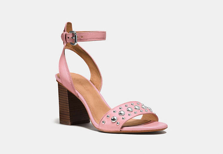 COACH®,PAIGE STUDDED HEEL,Leather,PINK/PINK,Front View